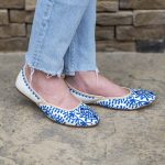 Blue and white jutti flat