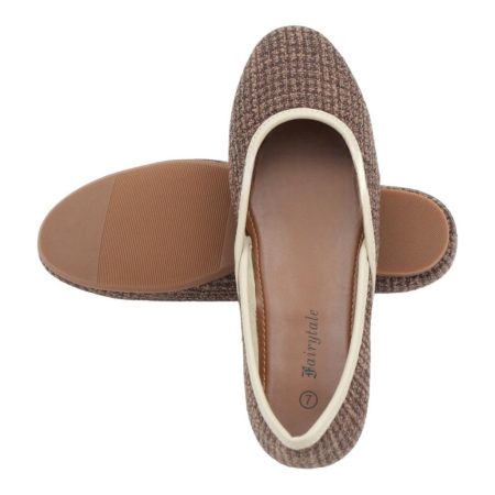 Brown tweed comfortable ballet flats