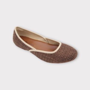 Brown tweed comfortable ballet flats