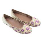 Purple flower embroidered flats