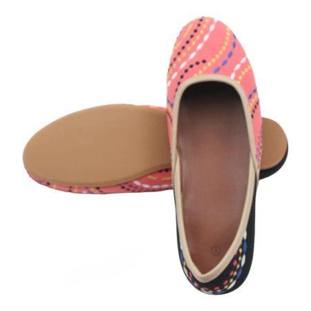 Pink and black 2 colored embroidered flats